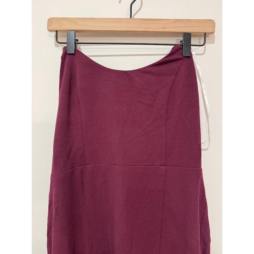 Lulus Burgundy Strapless High Slit Maxi Dress Formal Evening Gown XL - Picture 3 of 13
